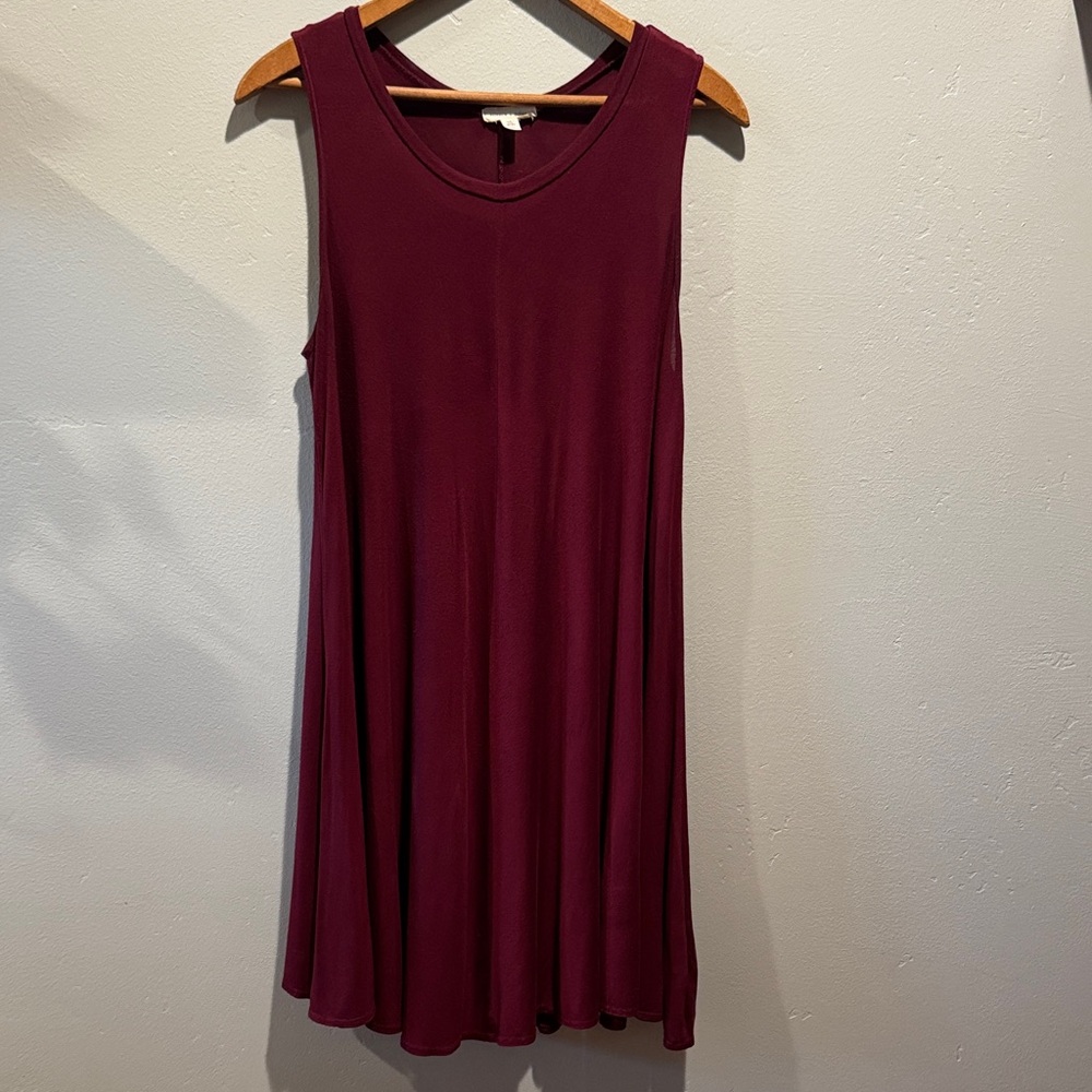 Silence + Noise Swingy Tank Dress Deep Red Burgundy Semi Sheer Flowy Mini Dress - Picture 2 of 15